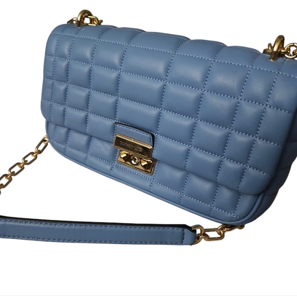 Michael Kors Tribeca Large Convertible Chain Shoulder Bag French blue New - Picture 1 of 10